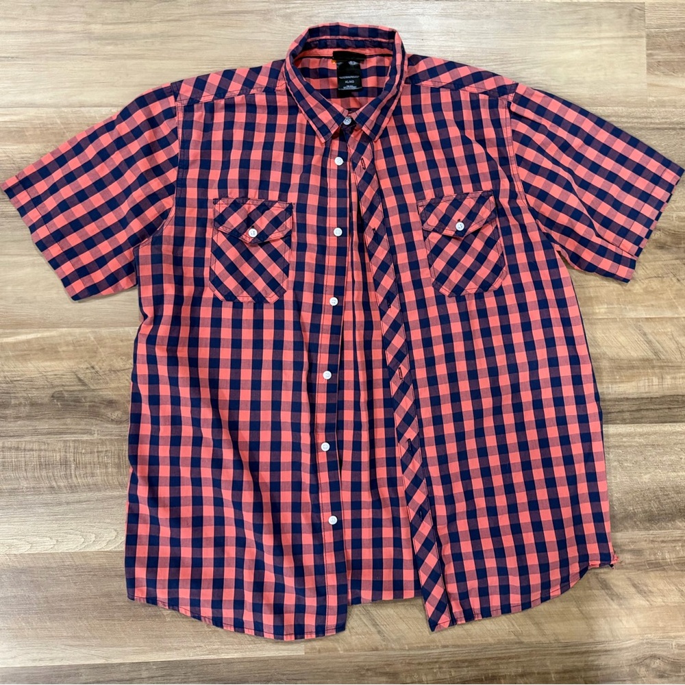 Men's Extreme Coalition Red and Black Checkered Shirt Size XL